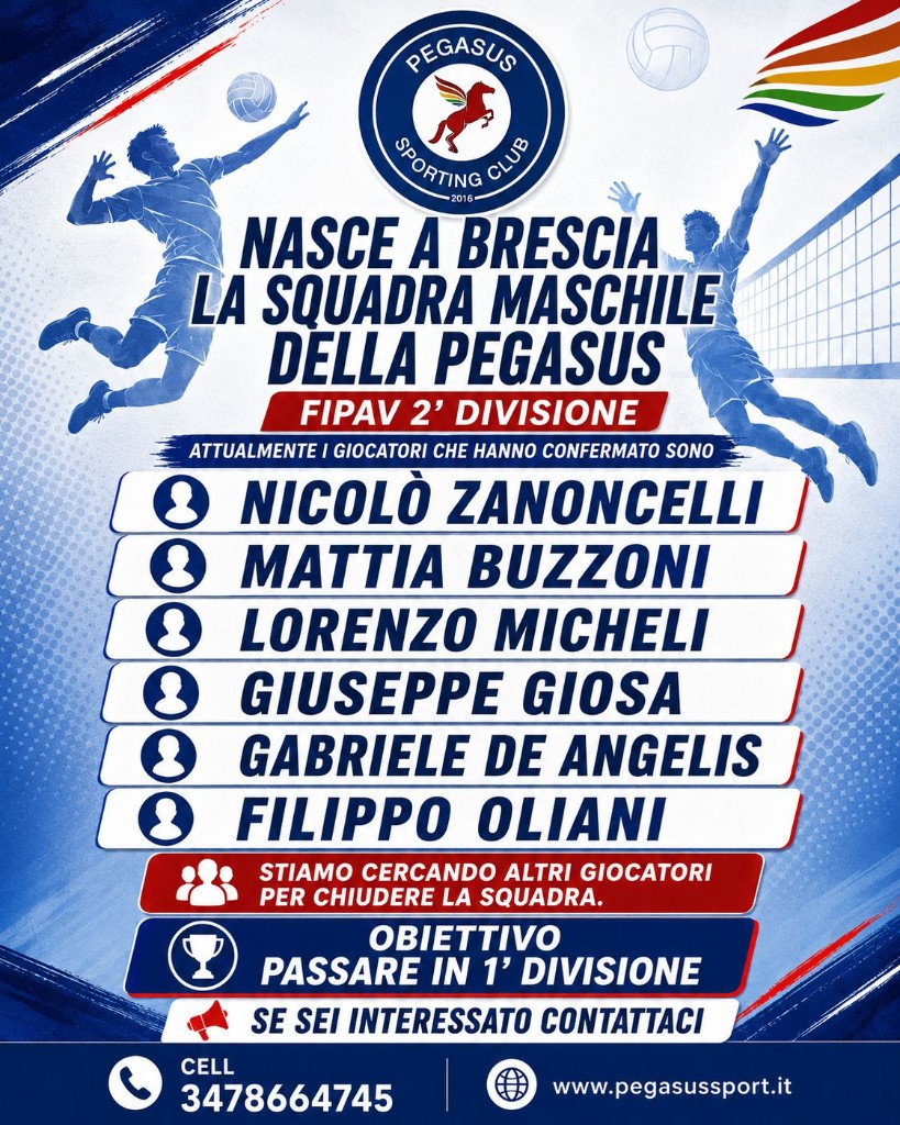 Locandina squadra Volley Maschile Pegasus Brescia - FIPAV 2ª Divisione